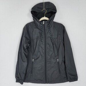 Calvin Klein Jacket Womens XS Black Fleece Lined Hooded Full Zip Windbreaker